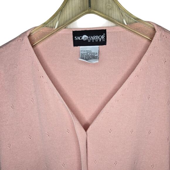 Sag Harbor, Size 2X Soft Pink Ramie Cotton Button-Front Cardigan [0215] - Picture 4 of 8